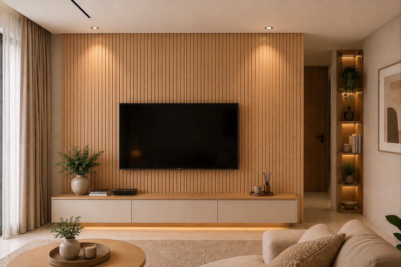 Penta-Flute Contemporary Feature Wall