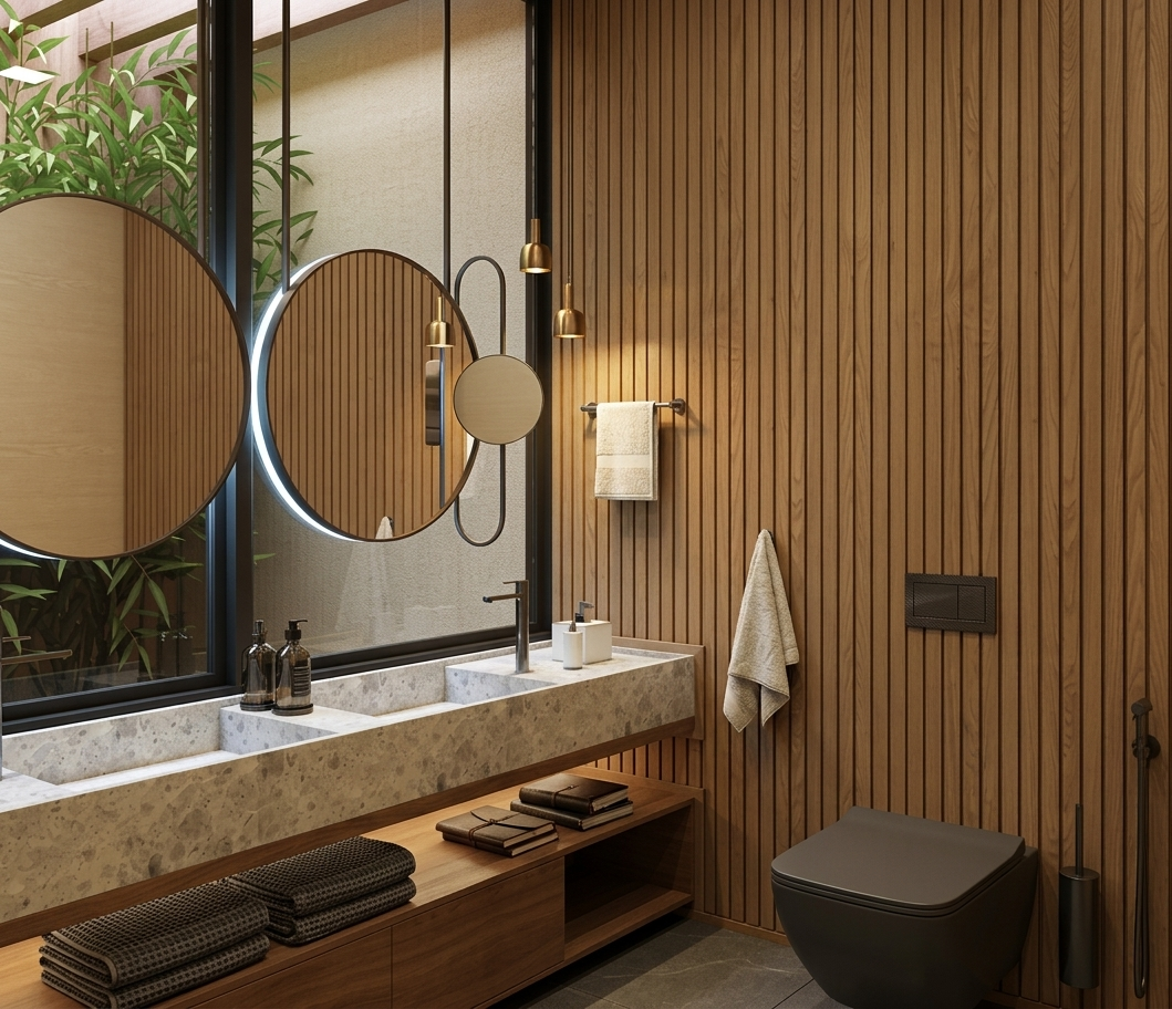 Hexa-Flute Bathroom Wall