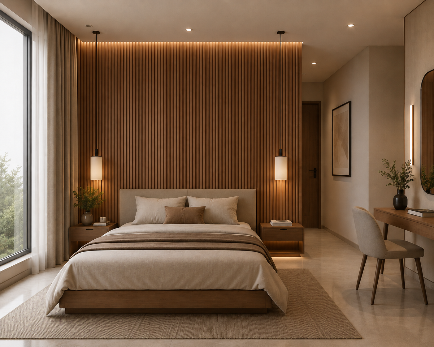 Hexa-Flute Modern Bedroom Cladding